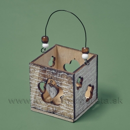 Drevený svietnik s kvietkom Rukopis 8x8 cm Drevený svietnik s kvietkom Rukopis 8x8 cm
