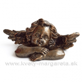 Amor hlava podopretá rukami bronzová patina 16cm Amor hlava podopretá rukami bronzová patina 16cm