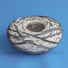 Nádoba disk pásikový výplet bielo-sivý 23 cm - zľava 50% Nádoba disk pásikový výplet bielo-sivý 23 cm - zľava 50%