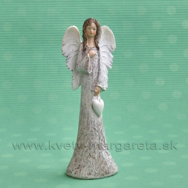 ANJEL SOFIA so zaveseným srdcom v ruke bielo-sivá 18 cm ANJEL SOFIA so zaveseným srdcom v ruke bielo-sivá 18 cm