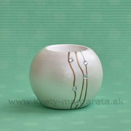SUPER CENA - 50% Svietnik guľa perleť zlaté krivky 8.5 cm SUPER CENA - 50% Svietnik guľa perleť zlaté krivky 8.5 cm