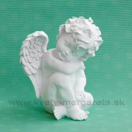 Anjel sediaci opretý o koleno matný Biely 18 cm Anjel sediaci opretý o koleno matný Biely 18 cm