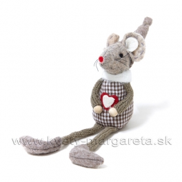Myška Valentínka khaki káro 15cm Myška Valentínka khaki káro 15cm