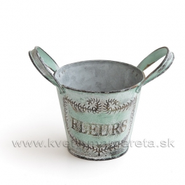 Kýblik plechový pozinkovaný FLEURS tyrkysový 10cm Kýblik plechový pozinkovaný FLEURS tyrkysový 10cm