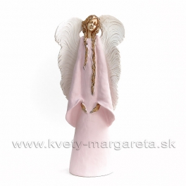 Anjel Strážný - imitácia keramiky 35cm rúžové šaty a biele krídla Anjel Strážný - imitácia keramiky 35cm rúžové šaty a biele krídla