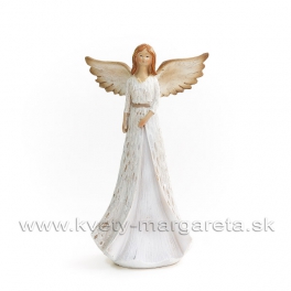 Anjel drevorezba v šatách biely 20cm Anjel drevorezba v šatách biely 20cm