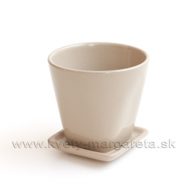 Kvetináč Monolit s podtáckou glazovaný 11cm krémový Kvetináč Monolit s podtáckou glazovaný 11cm krémový