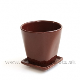 Kvetináč Monolit s podtáckou glazovaný 11cm čokoládovo hnedý Kvetináč Monolit s podtáckou glazovaný 11cm čokoládovo hnedý