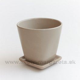 Kvetináč Monolit s podtáckou glazovaný 15cm krémový Kvetináč Monolit s podtáckou glazovaný 15cm krémový