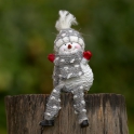 Snehuliak Rafaelo háčkovaný s nohami bielo-sivý 25cm