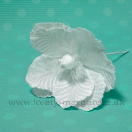 Magnólia mikroplyšové zamatové lístky rebrované s glitrovým záterom biela 18cm Magnólia mikroplyšové zamatové lístky rebrované s glitrovým záterom biela 18cm