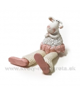 Ovečka Happy ružová suknička visiace nohy 14cm