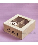 Krabička na čaj 2x2 kvietky olivová 17cm