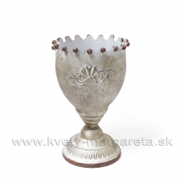 Dekoračný Kalich Reliéf Ozdobný guličkový lem oliva patina22cm Dekoračný Kalich Reliéf Ozdobný guličkový lem oliva patina22cm