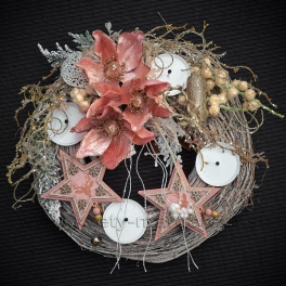 Adventný veniec Hviezdy peach 42cm Adventný veniec Hviezdy peach 42cm