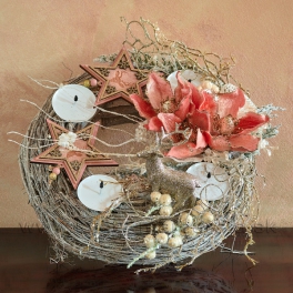 Adventný veniec Hviezdy peach 34cm Adventný veniec Hviezdy peach 34cm