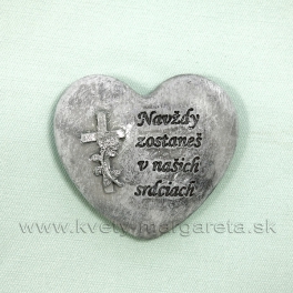 Srdiečko s krížikom "Navždy zostaneš" Sivo strieborné 6.5 cm Srdiečko s krížikom "Navždy zostaneš" Sivo strieborné 6.5 cm