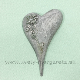 Pietne srdce s reliéfom ruže Silver 11cm Pietne srdce s reliéfom ruže Silver 11cm