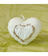 Srdiečko semiš záves biele 11cm