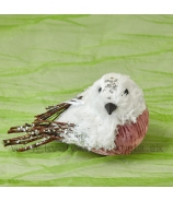 Vtáčik semiš záves ružovo biely 19cm