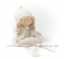 Bábika Žofia v úpletovej čiapke krémovo-biela 49cm