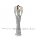 Anjel deva s čipkou 28cm Sivý