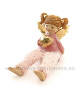 Copaté dievčatko Anjelik so srdcom na posadenie rúžové 14cm