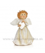 Anjel Vanda so srdiečkom maslovo-krémový 16cm