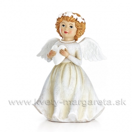 Anjel Vanda so srdiečkom maslovo-krémový 22cm