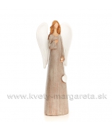 Anjel Emma so srdcom karamelový 29cm - ruka na hrudi