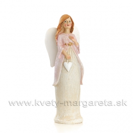 Anjel Sandra v tunike so srdcom rúžovo-krémový 19cm