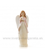 Anjel Sandra v tunike nesúci srdce rúžovo-krémový 19cm