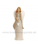 Anjel Sandra v tunike - zavesené srdce karamelovo-okrový 26cm