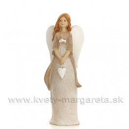 Anjel Sandra v tunike - zavesené srdce karamelovo-okrový 26cm