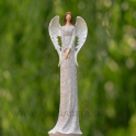 Anjelik v šatách s čipkou biely 47cm