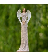 Anjelik v šatách s čipkou krémový 47cm