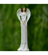 Anjelik v šatách s čipkou biely 39cm