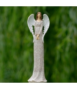 Anjelik v šatách s čipkou krémový 39cm