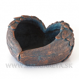 Srdce bronzové perute - nádoba 35cm
