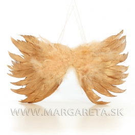 Zlaté anjelske krídla z peria s labutienkou 38x20cm