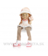 Dievčatko v klobúku s krhličkou bielo-rúžové 19 cm