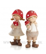 Dievčatko a Chlapček sada 2 kusy v Muchotrávkovom klobúku béžová 15cm