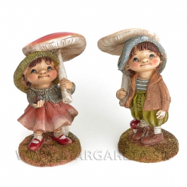 Chlapec a dievčatko Minimojovia s muchotrávkami 12cm