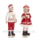 Retro chlapec a dievčatko s baličkom červeno-biele 20cm
