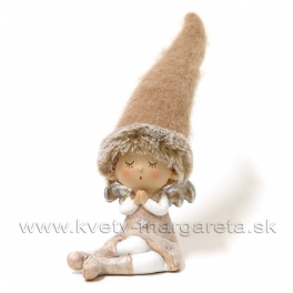 Dievčatko modliace sa s filcovou čiapkou sediace 11cm