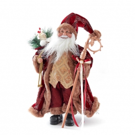 Santa Claus s darčekmi a mikulášskou barlou 55cm bordový