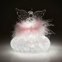 Sklenený anjel cibuľka ľadové kvety LED 12cm