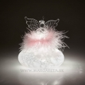 Sklenený anjel cibuľka ľadové kvety LED 10.5 cm