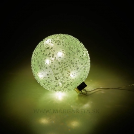 Sklenená svietiaca guľa s námrazou LED záves zelená 12cm
