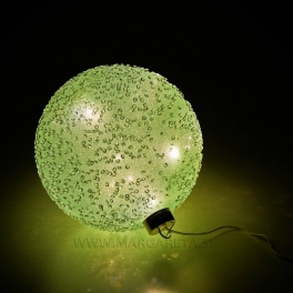 Sklenená svietiaca guľa s námrazou LED záves zelená 15cm